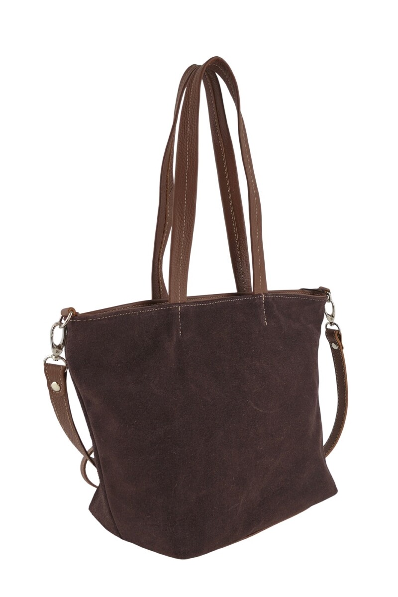 Cartera versátil de cuero y gamuza Chocolate