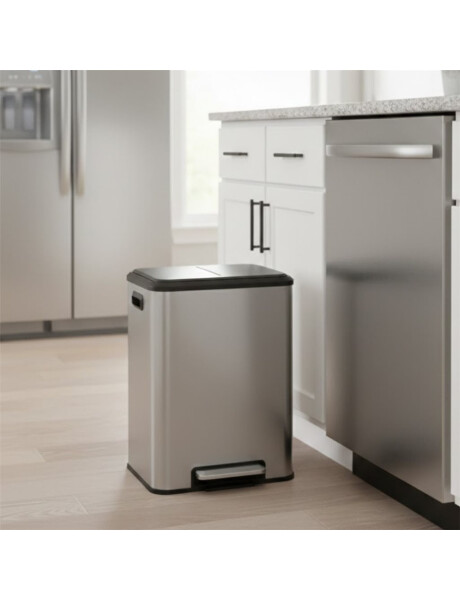 PAPELERA 2 COMPARTIMENTOS 15LTS C/U, ACERO INOX C/PEDAL MEDIDAS: 50CMX40CMX25CM PAPELERA 2 COMPARTIMENTOS 15LTS C/U, ACERO INOX C/PEDAL MEDIDAS: 50CMX40CMX25CM