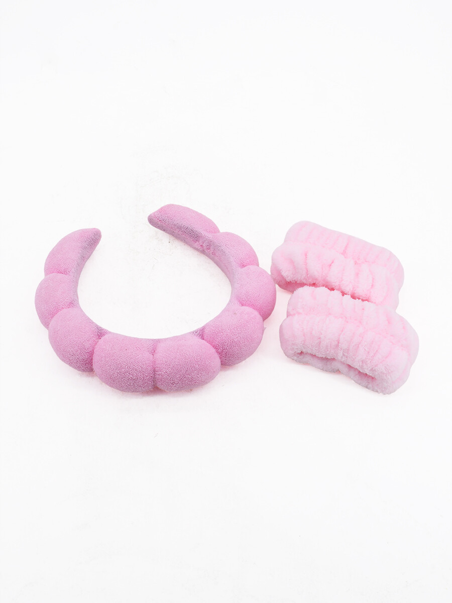 SET VINCHA PARA MAQUILLAJE - ROSADO 