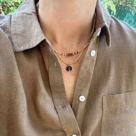 Collar POLA dije marrón en acero Collar POLA dije marrón en acero