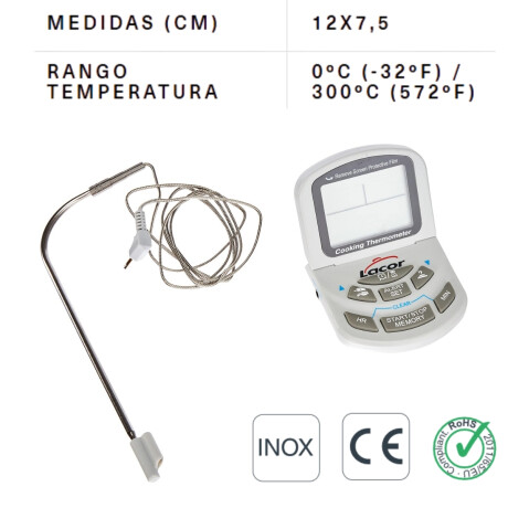Termómetro digital con Sonda 0ª a 300ªC Termómetro digital con Sonda 0ª a 300ªC
