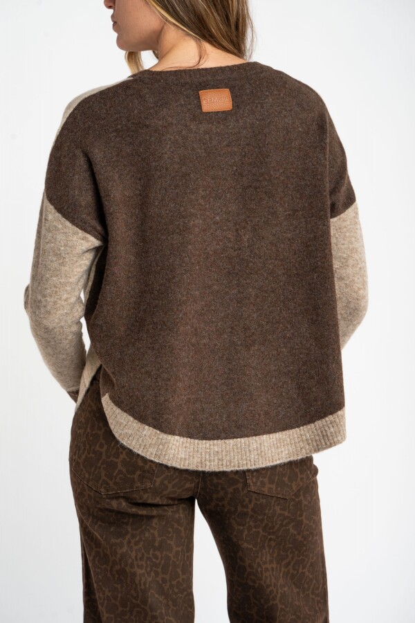 Sweater Color Block Marrón