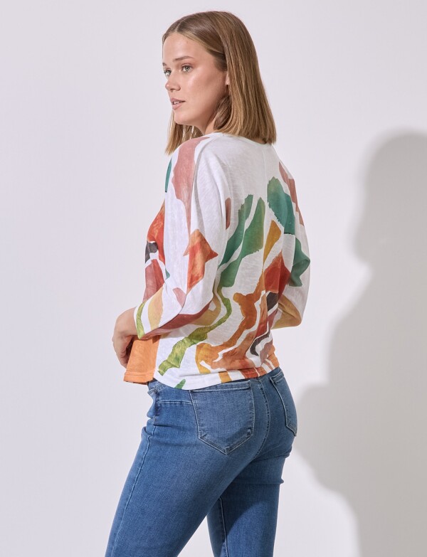 Blusa Tejido Printed MULTI/TOSTADO