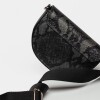 Mini Bag The Circle En Cuero Grabado Snake Metalizado Gris
