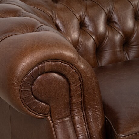 SOFA 2 CUERPOS CUERO-100-NATURAL MARRON NEW CHESTERFIELD CHOC.