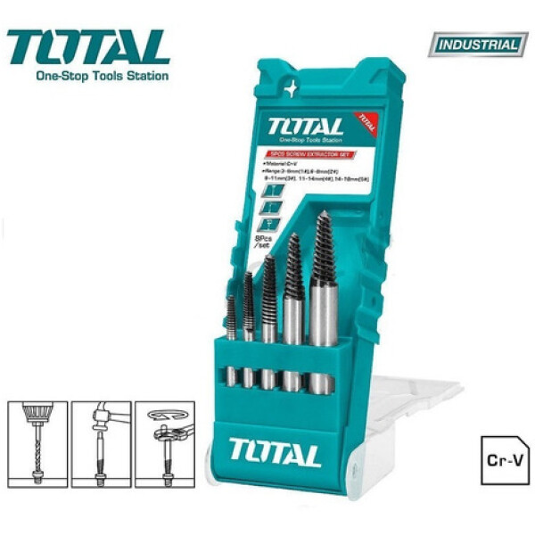 Extractor de Tornillos Kit de 5 Piezas Total Extractor de Tornillos Kit de 5 Piezas Total