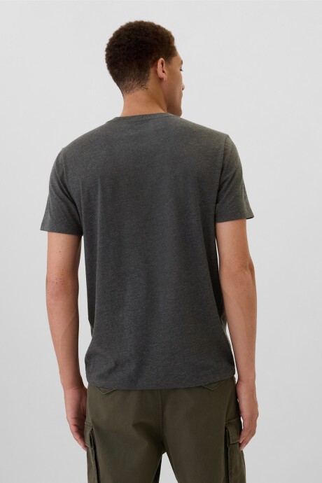 Remera Cuello Redondo Mini Logo Gap Hombre Charcoal Heather