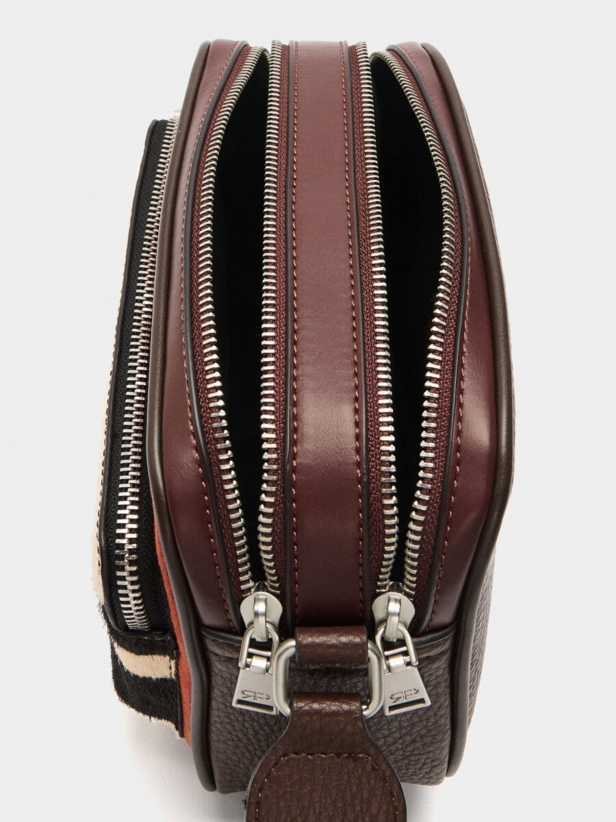 Bolso Bandolera Detalles De Piel naranja