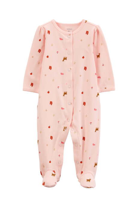 Pijama una pieza de algodón, con pie, rosado Sin color