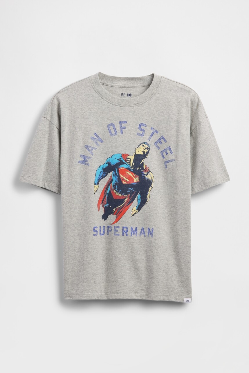 Remera Superman Niño Light Heather Grey B08