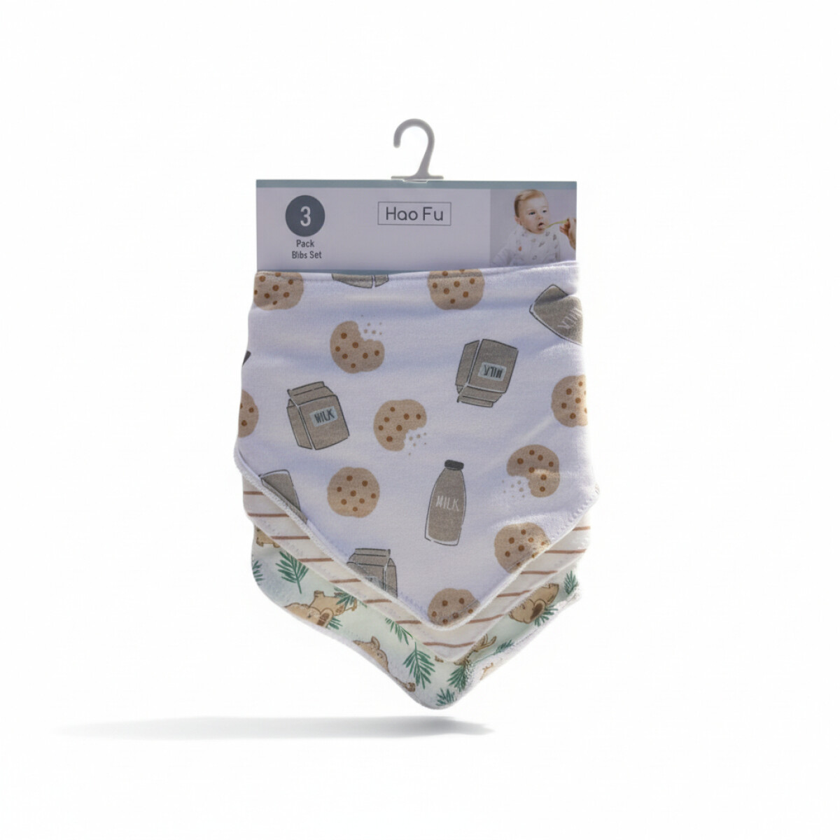 Set x3 baberos bandana GROW - milk 