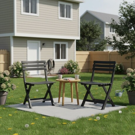 Set x2 Silla Plegable Simil Madera Reforzada Plástico NEGRO