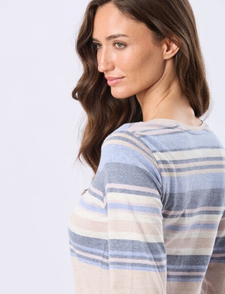 REMERA RAYADA DE ALGODÓN Beige