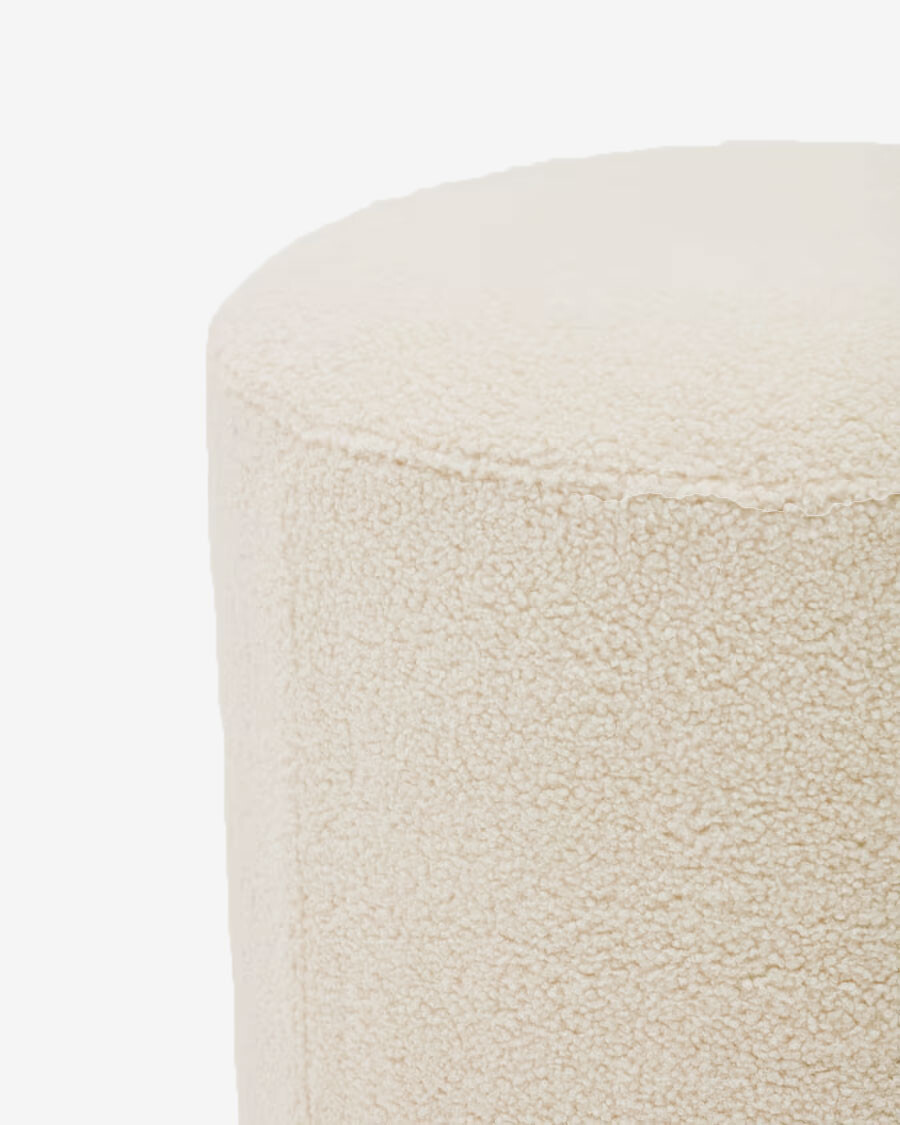 Reposapiés desenfundable Kaeli de borreguito crudo Ø 43 cm Reposapiés desenfundable Kaeli de borreguito crudo Ø 43 cm