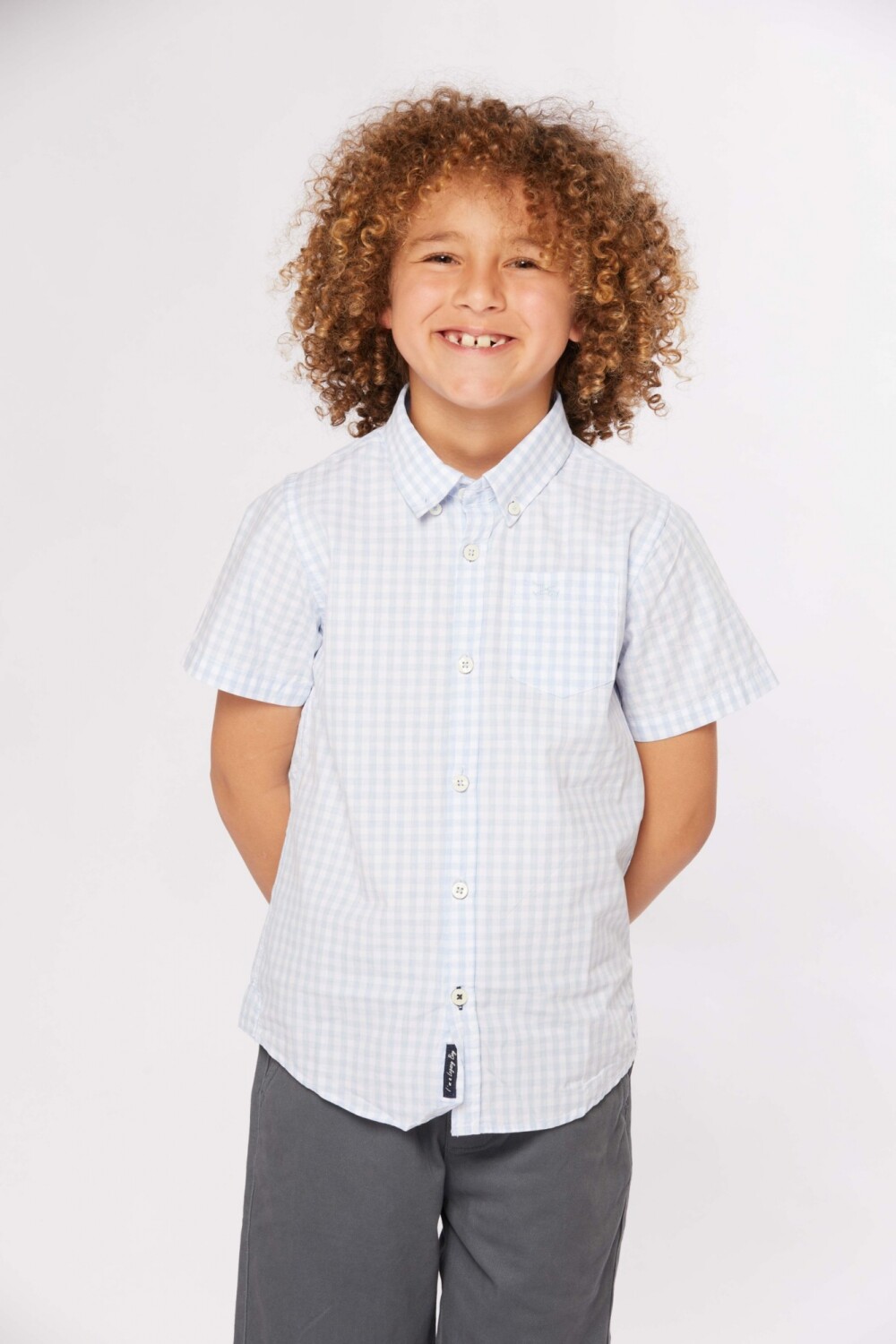 CAMISA A CUADROS Celeste