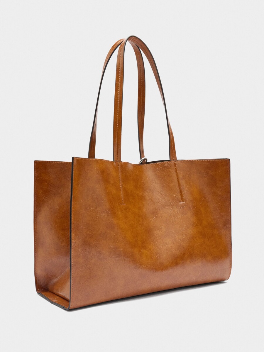 Bolso Shopper Con Colgante camel