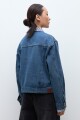 Chaqueta de jean con Vichy jean medio