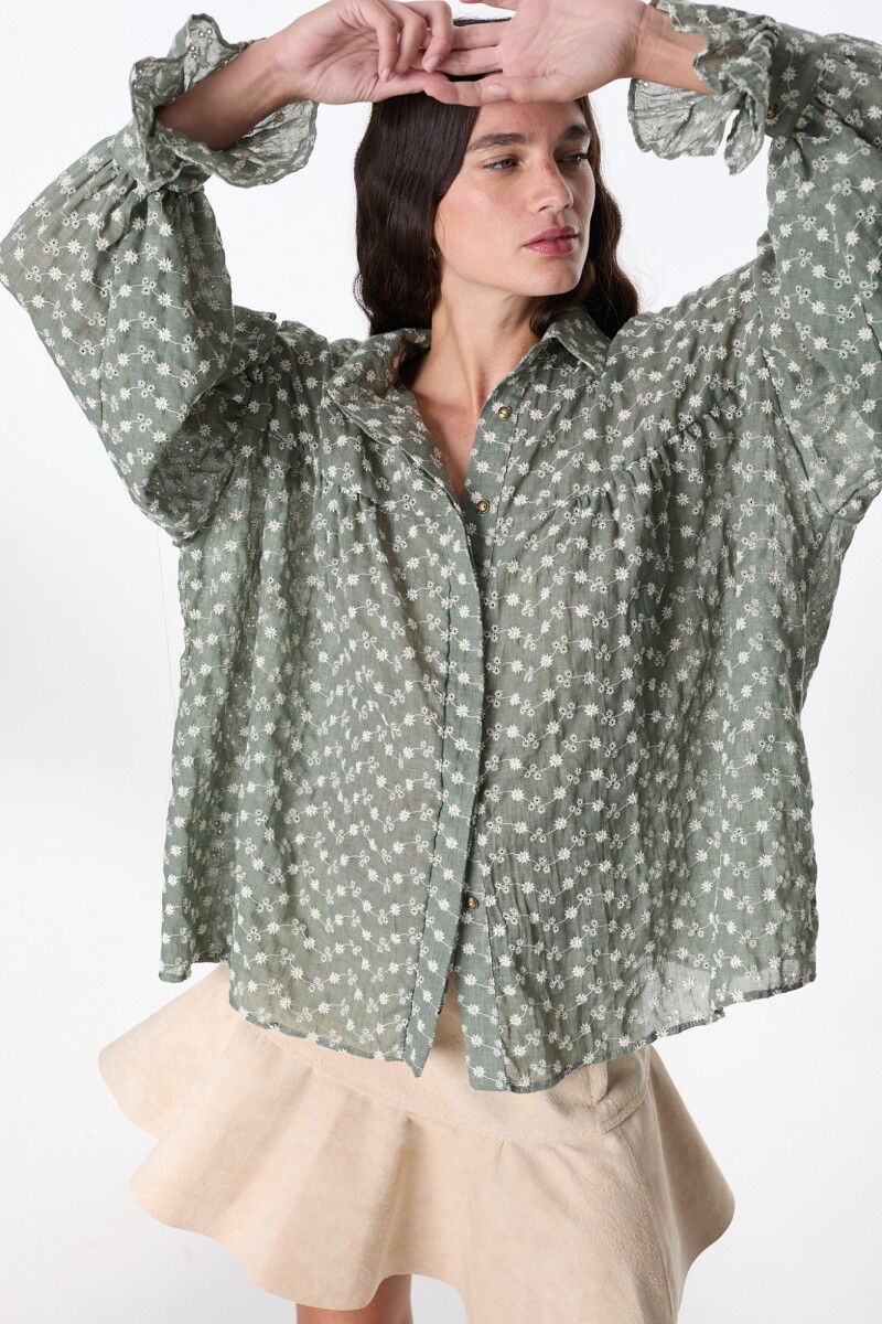 Camisa Gaia Verde Broderie