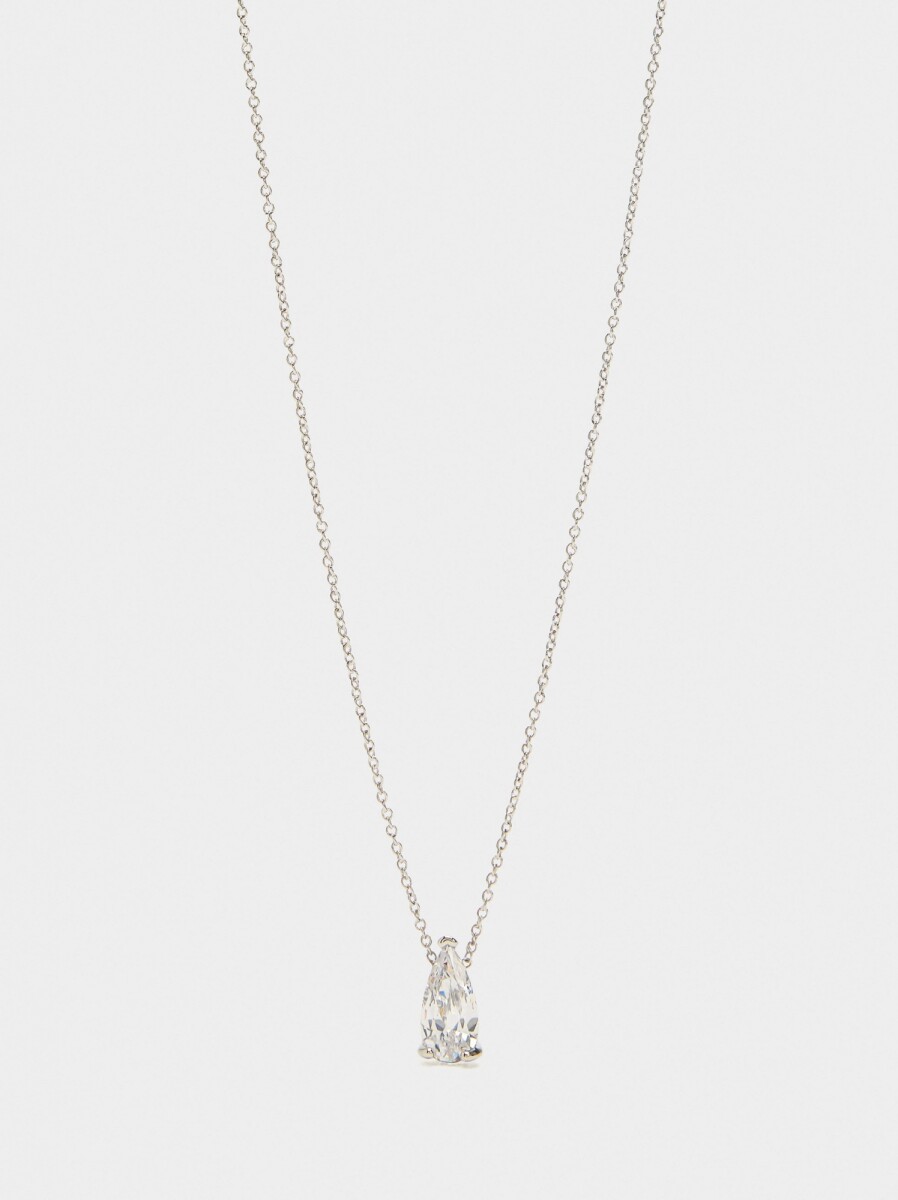 Collar Con Colgante De Circonitas - plateado 