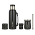 Set Termo de Acero Inoxidable Doble Capa y Doble Pico de 1 litro Color Negro + Mate + Bombilla Set Termo de Acero Inoxidable Doble Capa y Doble Pico de 1 litro Color Negro + Mate + Bombilla