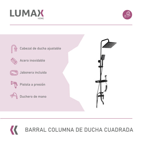 Columna de Ducha Lumax Acero Inox Cuadrada Columna de Ducha Lumax Acero Inox Cuadrada