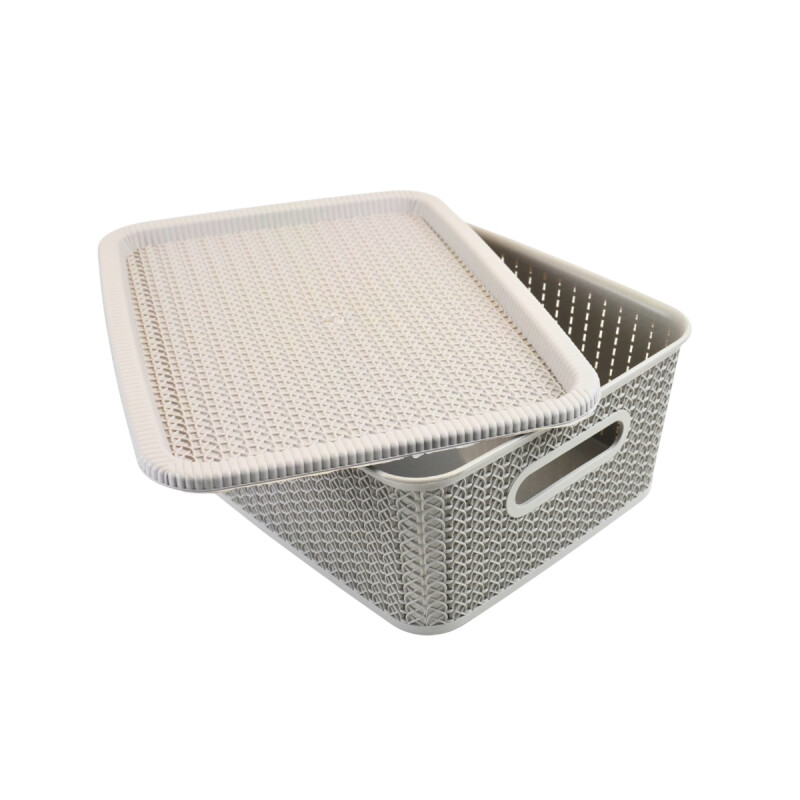Caja organizadora símil ratán 12,5lt Cappuccino
