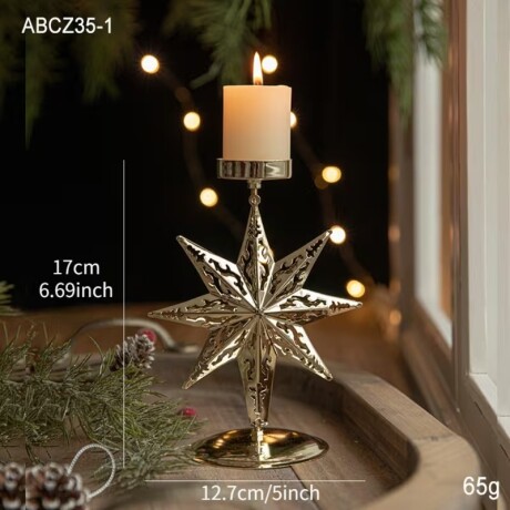 Porta Vela Candelabro Navideño Estrella Grande