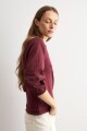 Remera mangas poplin ciruela