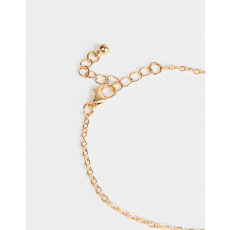 Pulsera Flexible Con Anillo Unido Dorado