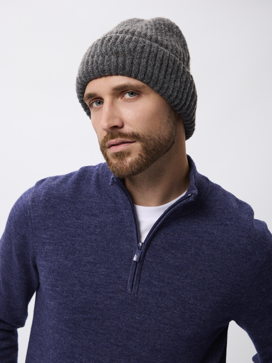 Sweater tejido con cierre - azul marino 