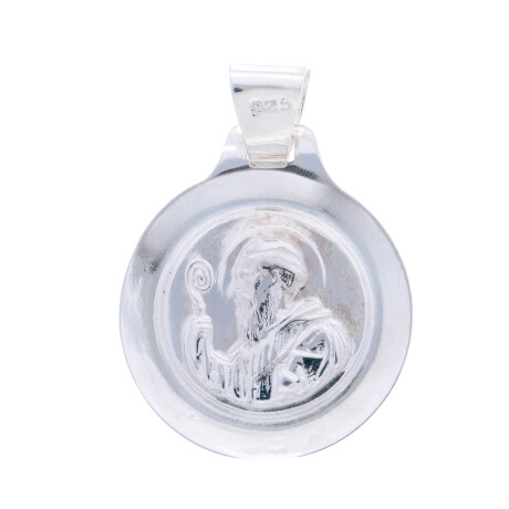 Medalla religiosa de plata 925 y double en oro 18 ktes con nácar, SAN BENITO Medalla religiosa de plata 925 y double en oro 18 ktes con nácar, SAN BENITO