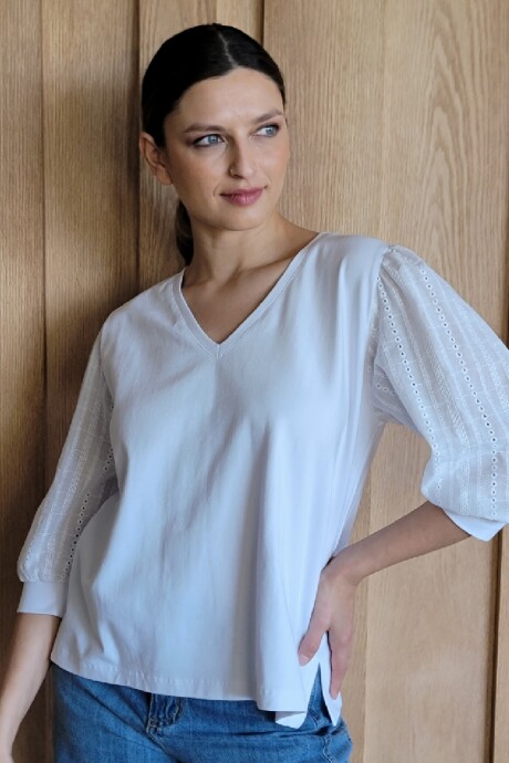 Remera Rita Broderie blanco