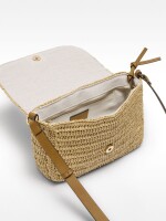 Bolso Bandolera Efecto Rafia Con Solapa natural