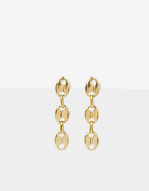 Aros Colgantes Largos Metal Aros Colgantes De Acero - Dorado