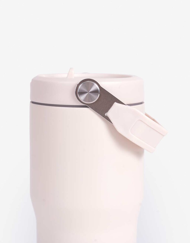 Artículos cocina Vasos y Botellas Vaso Metálico Con Manija Y Sorbete Flip - Blanco Crudo