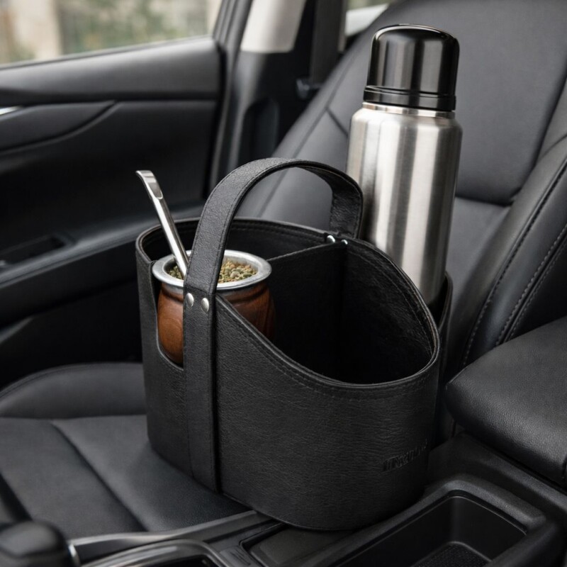 Matera para Auto con Manija de Eco Cuero Negro