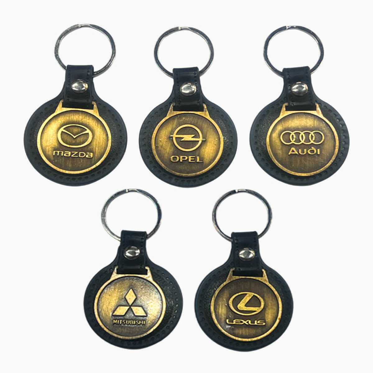 Llavero símil cuero con metal dorado - Llavero Símil Cuero Con Metal Dorado 