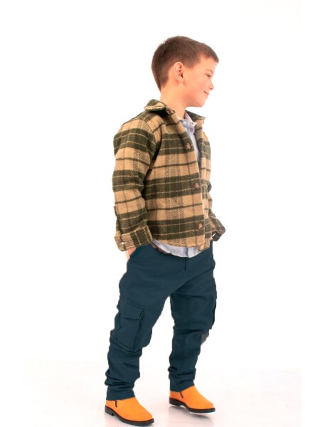 Pantalon Cargo De Niño Con Spandex Azul