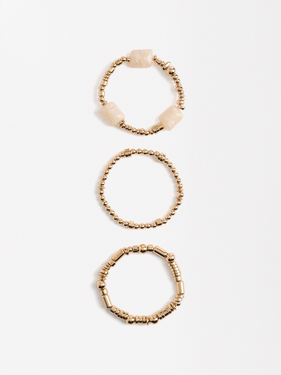 Set De Pulseras Elásticas Con Resina beige