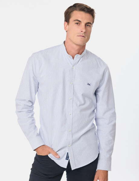 CAMISA MAO OXFORD A RAYAS Celeste