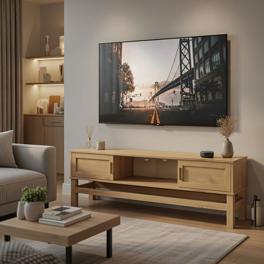 RACK APARADOR PARA TV O AUDIO 2 PUERTAS EN MADERA MACIZA RACK APARADOR PARA TV O AUDIO 2 PUERTAS EN MADERA MACIZA