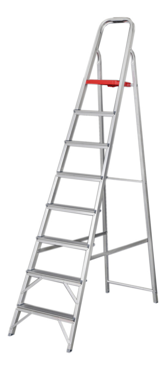 Escalera De Aluminio Tijera 8 Escalones Plegable - Gris 