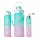 Pack De 3 Botellas De Agua Motivacional Gym Turquesa