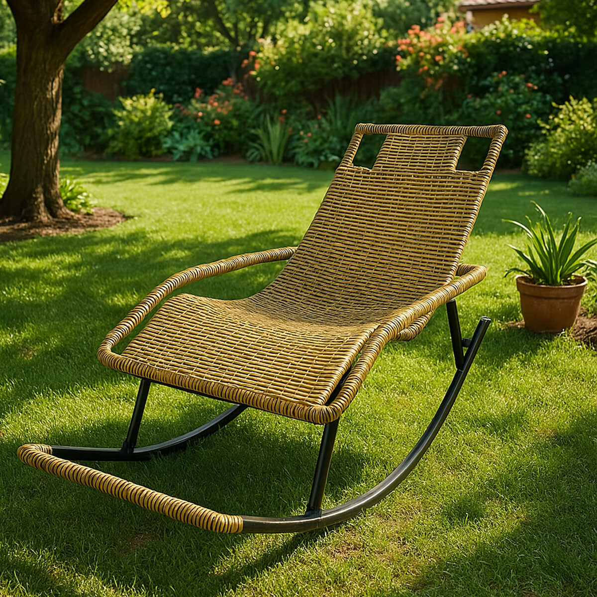 Silla Mecedora Mykonos ratán - Beige 