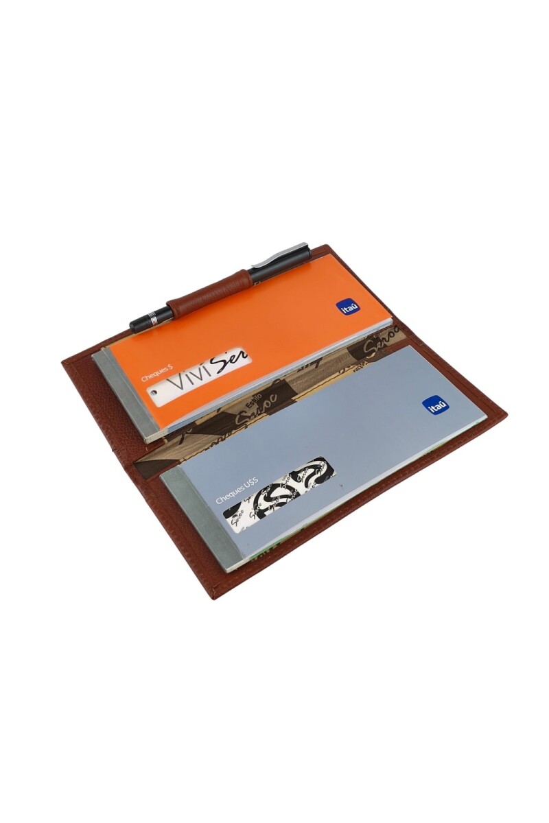 porta chequera doble Marrón