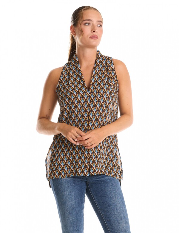 Blusa Retro MULTI/MARRON