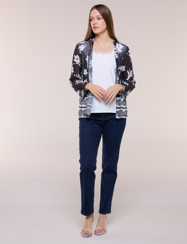 Cardigan Twofer 2 En 1 NEGRO/BLANCO