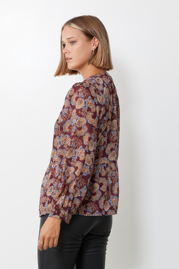 Blusa Gasa Lurex BORDEAUX/MULTI