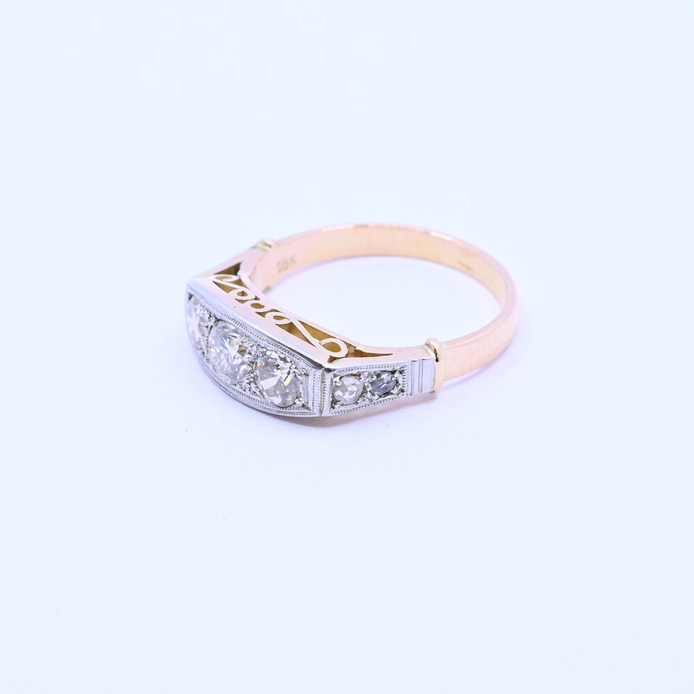 Anillo oro 18k 2 tonos con brillantes y diamantes. Anillo oro 18k 2 tonos con brillantes y diamantes.