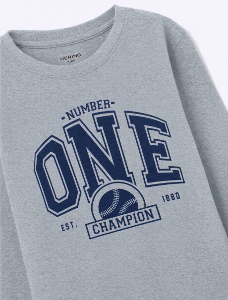 CAMISETA INFANTIL CON ESTAMPA GRIS